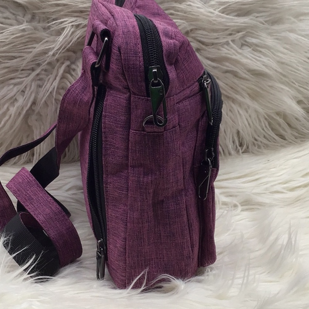 Nupouch Antitheft Purple Canvas Crossbody Bag - Picture 4 of 12